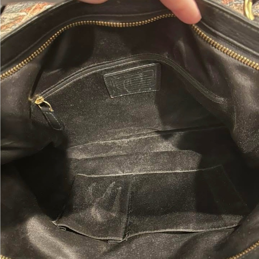 Vintage Coach Black Leather Tote Bag with Front Buckle - Picture 2 of 3